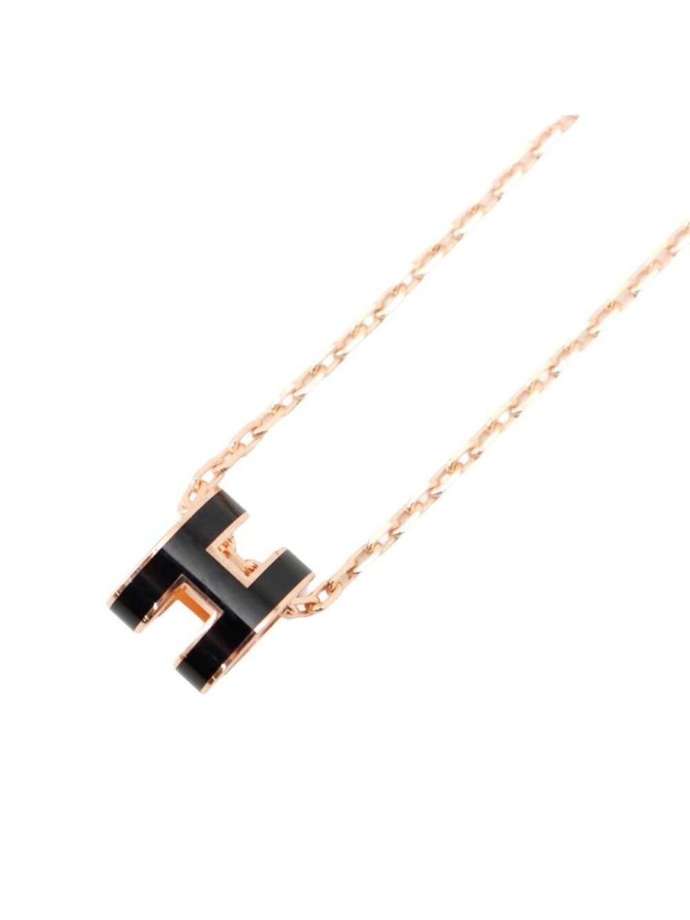 Hermes Necklace Mini Pop H Black Pink Gold